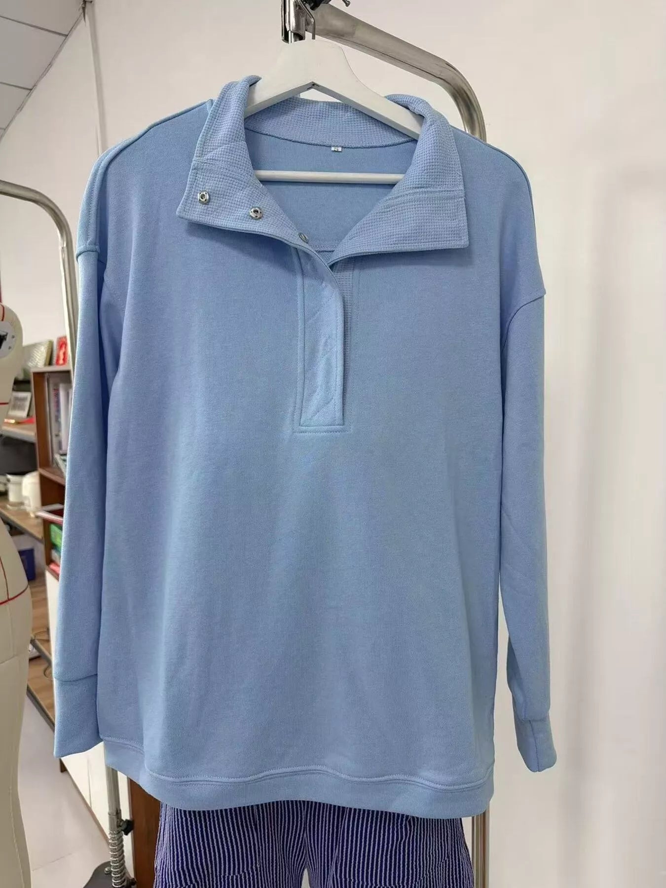 Half Snap Dropped Shoulder Sweatshirt
