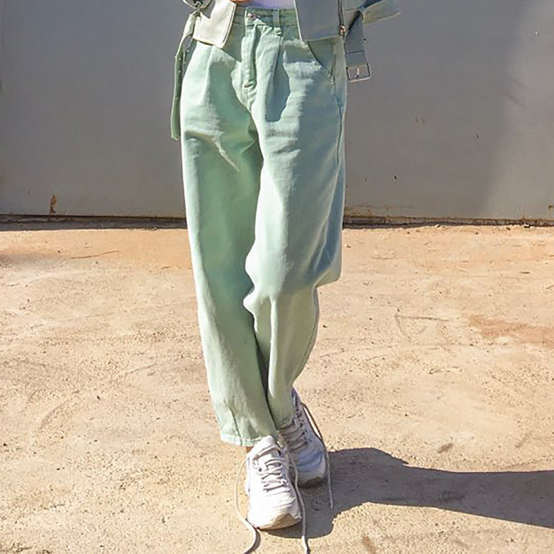 High waist harem denim trousers