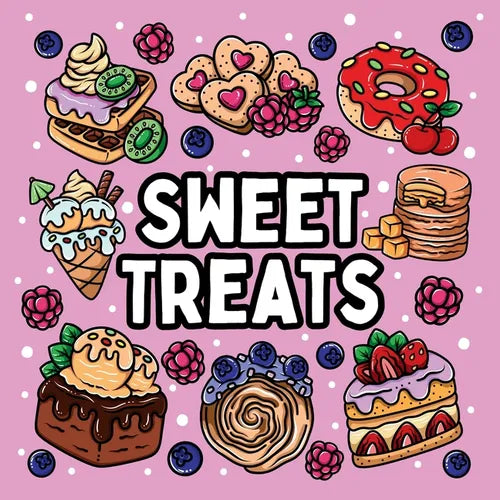 Bold and Easy Sweet Treats Coloring Book: 51 Large and Easy Designs Featuring Adorable Sweets for Seniors and Kids