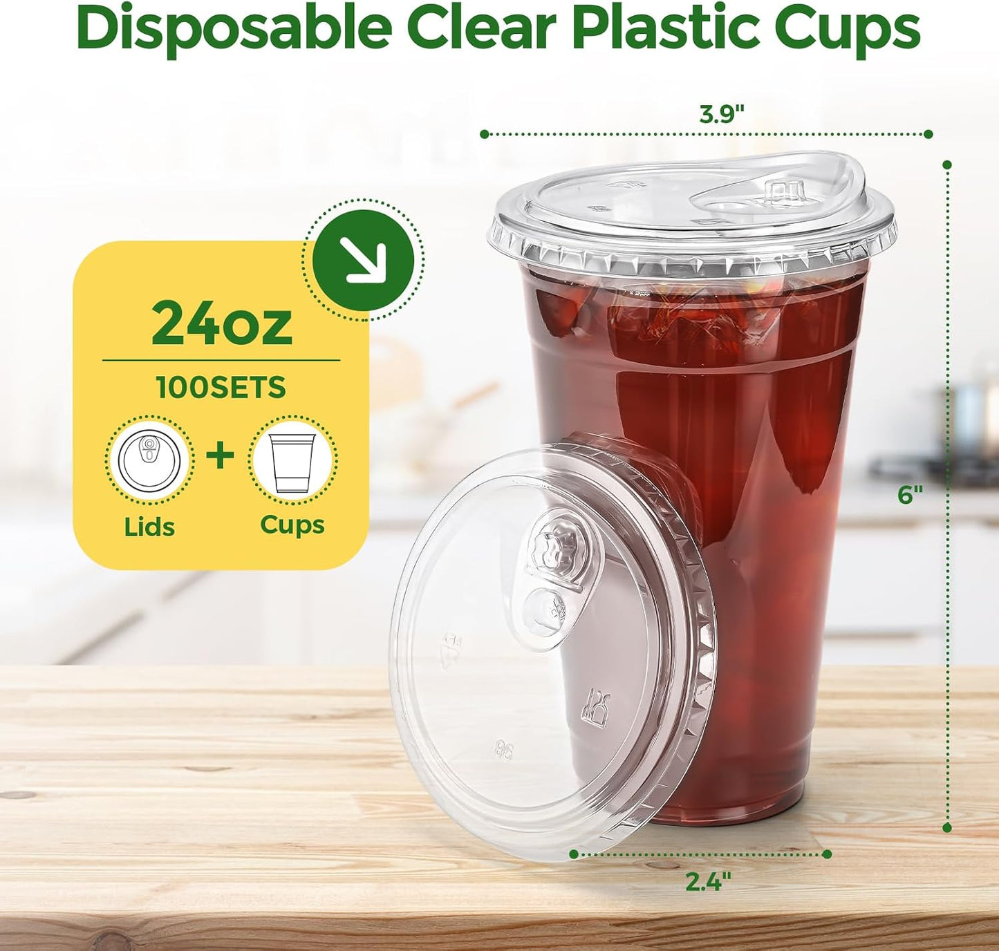 800 Sets 24oz Plastic Coffee Cups with Strawless Sip Lids Wholesale