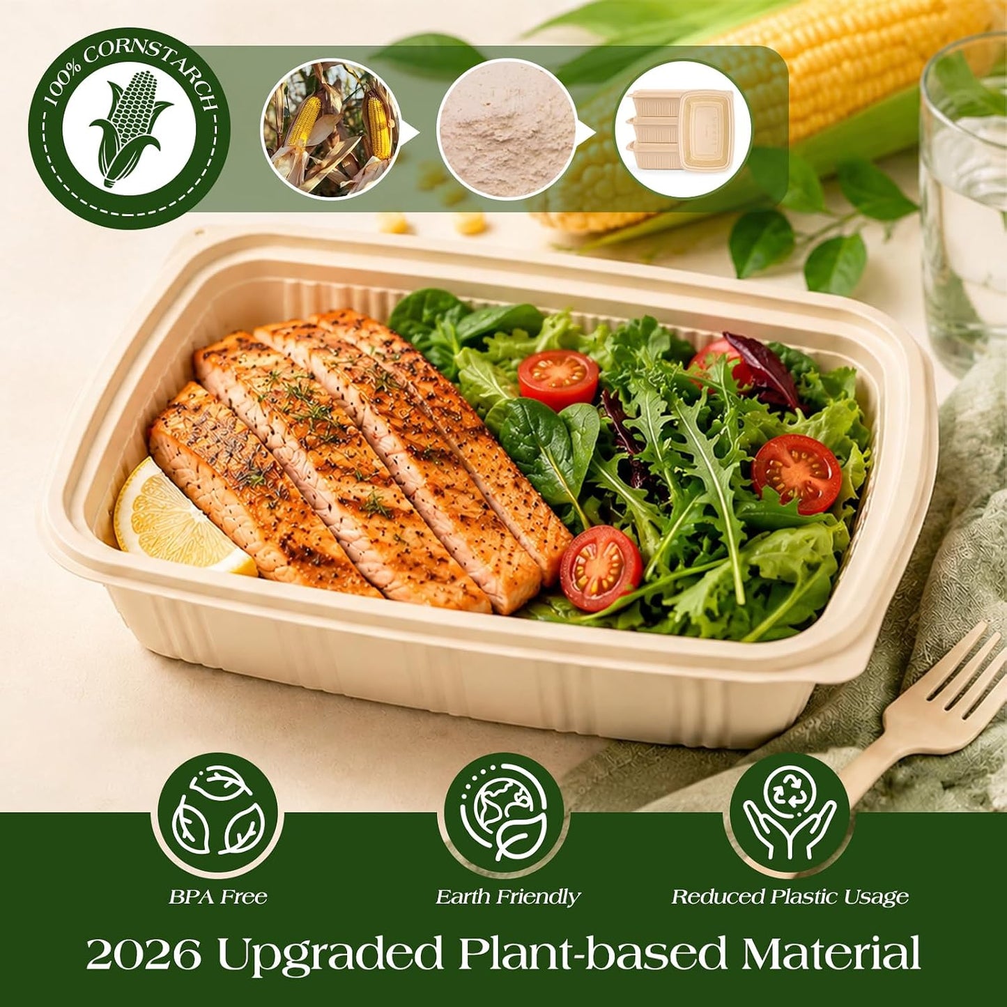 200 Pack 28OZ Cornstarch Meal Prep Containers Wholesale