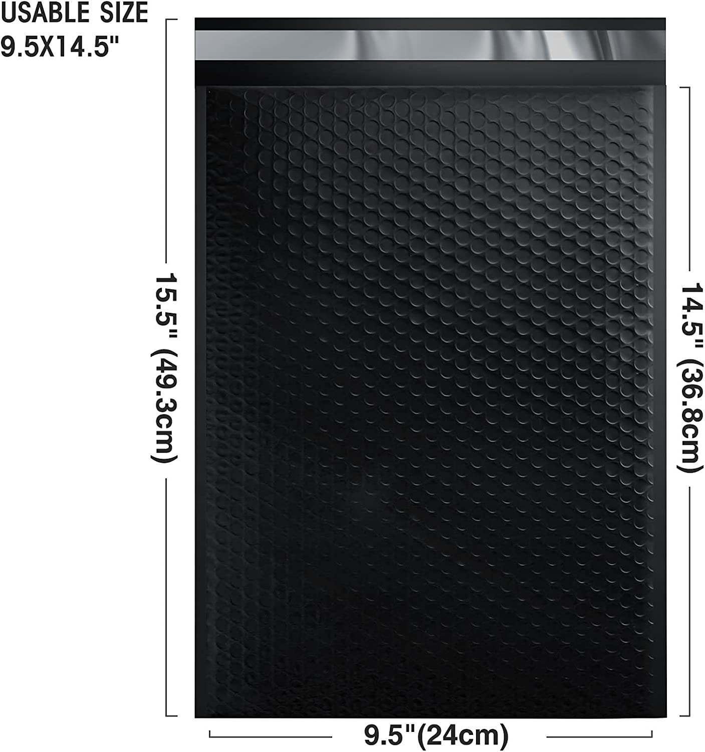 9.5x14.5 Bubble-Mailer Padded Envelope | Black
