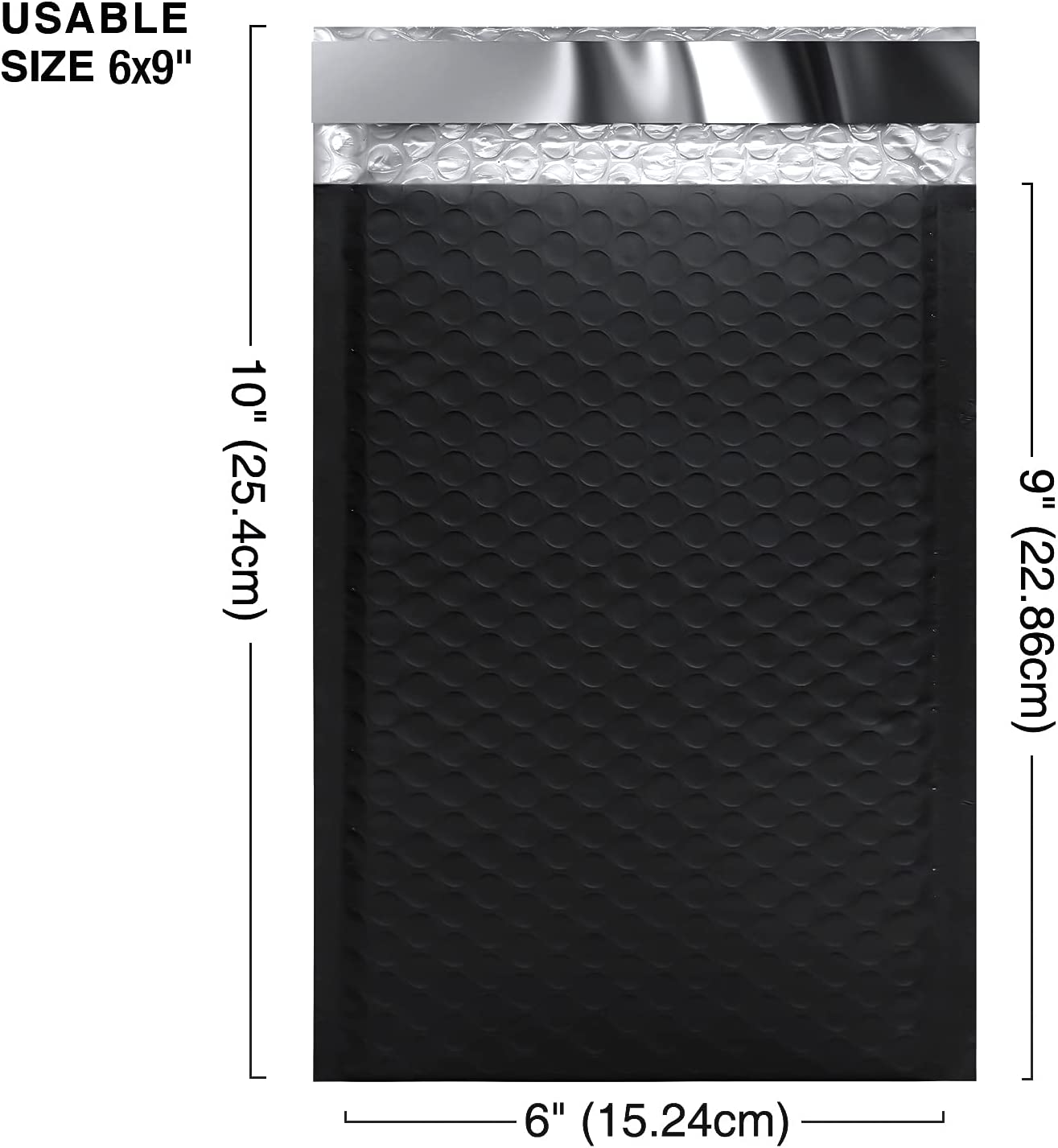 6x10 Bubble Mailer  #0 | Usable Size 6x9"| Black