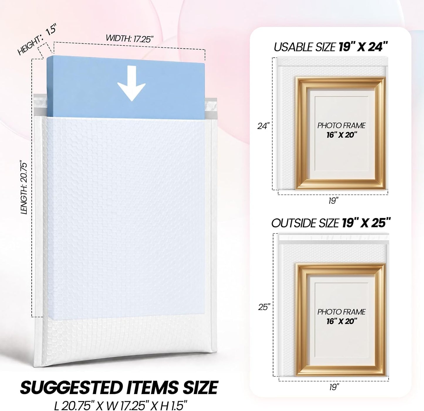 19x25 Bubble Mailer | Usable Size 19x24" | 120 Pack Wholesale