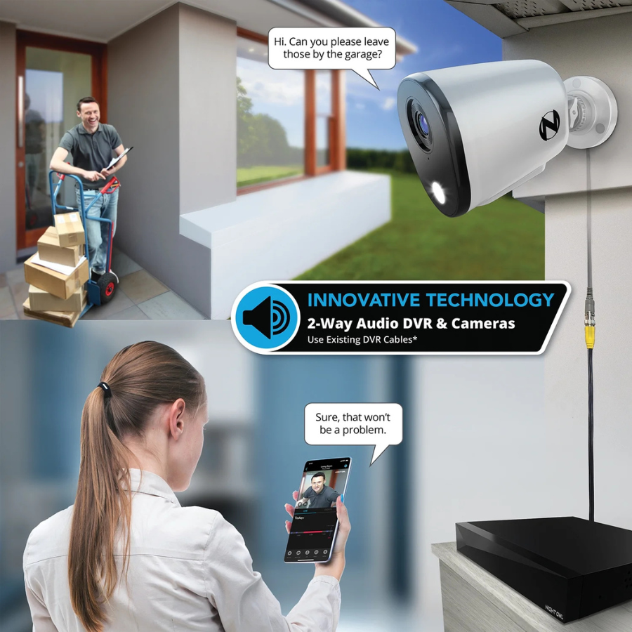 Night Owl® (WM-FTD281-4L) Security System with 1TB Hard Drive and 4 Wired 1080p Deterrence Cameras White (NEW)