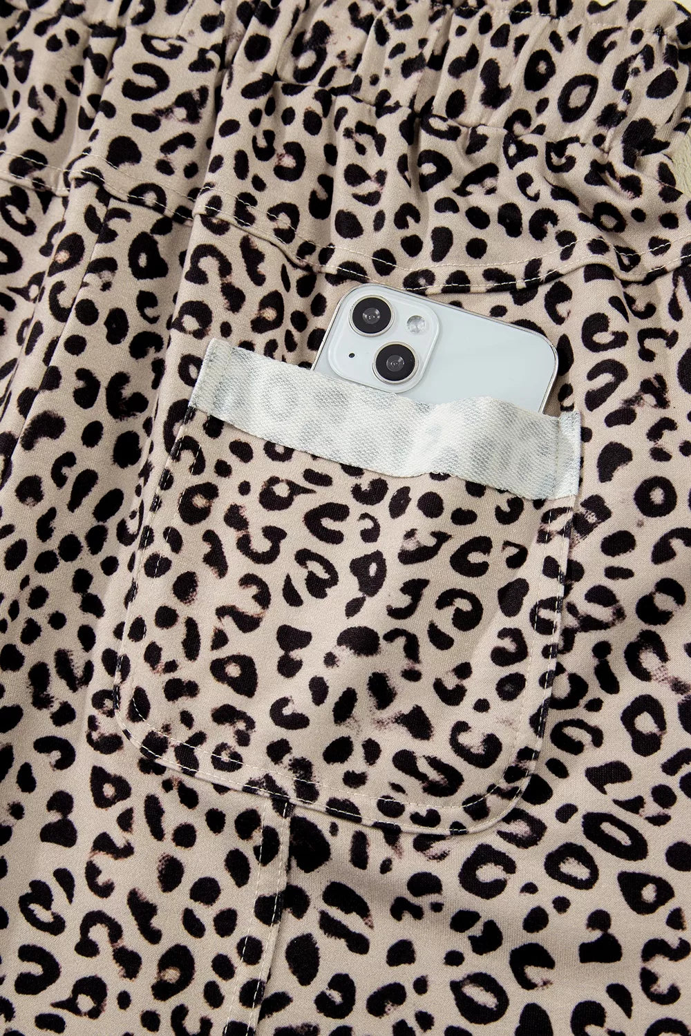 Leopard Print Wide-Leg Pants with Drawstring