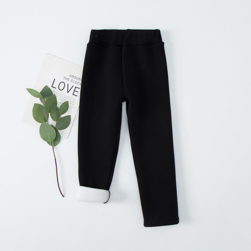 Fleece-lined Extra-thick Casual Pants For Kids