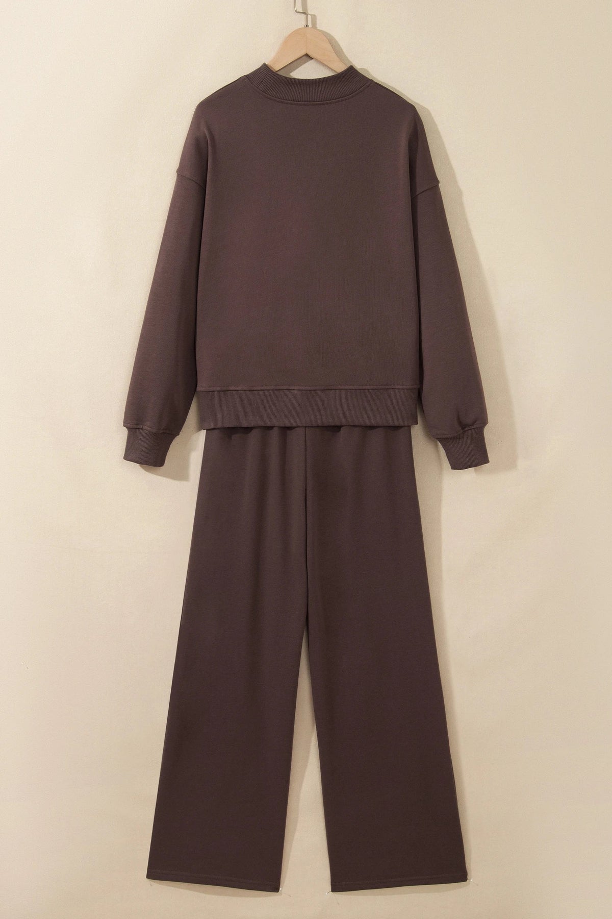 Solid Mock Neck Sweatshirt & Drawstring Pants Set