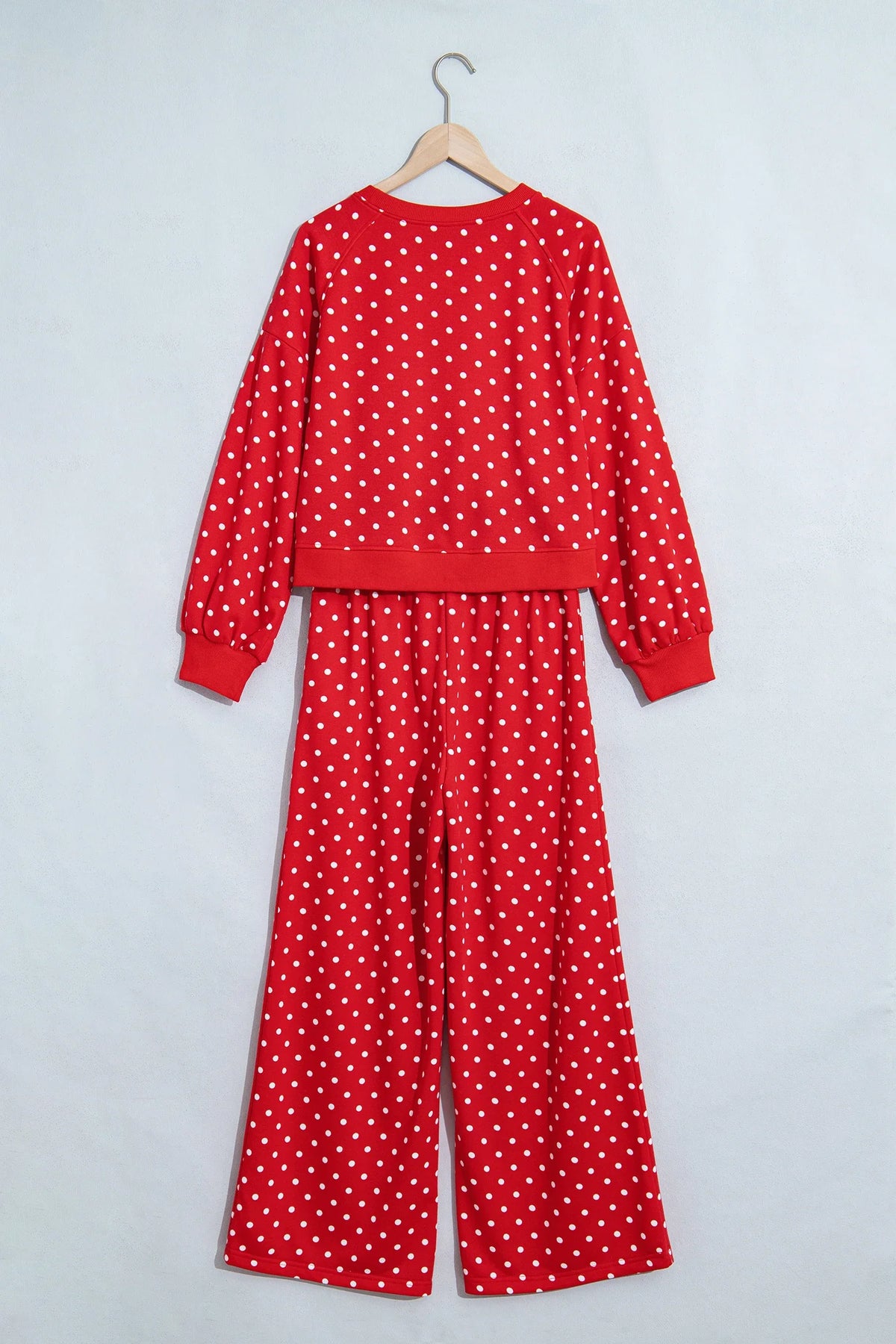 Plus Size Polka Dot Long Sleeve Top & Pants Set