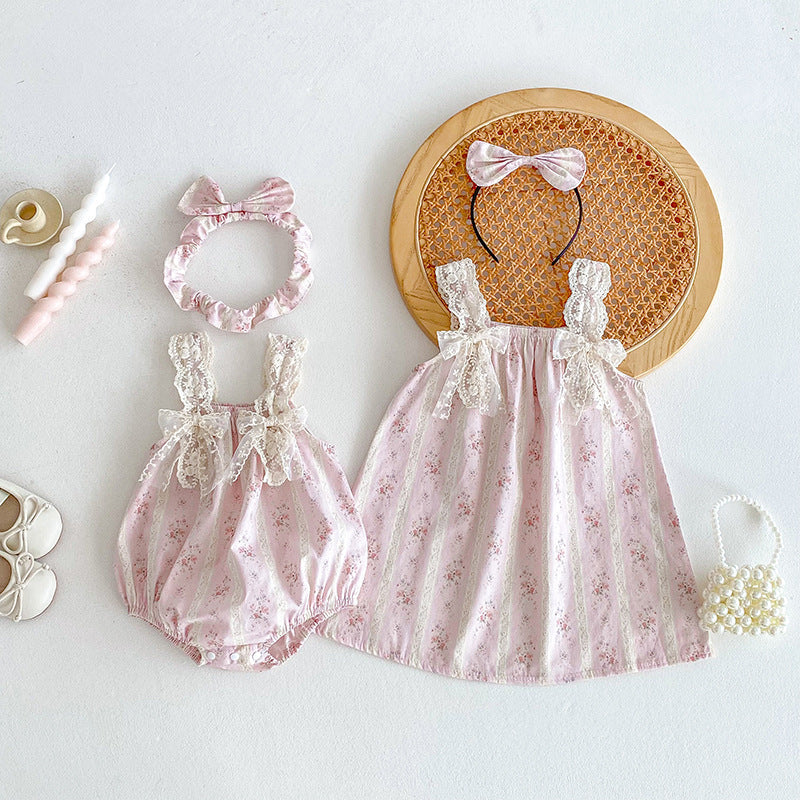Cute Baby Dress And Vest Sister Outfit
