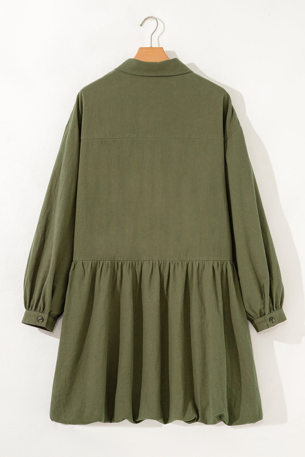 Plus Size Collared Half-Button Ruffle Hem Mini Dress
