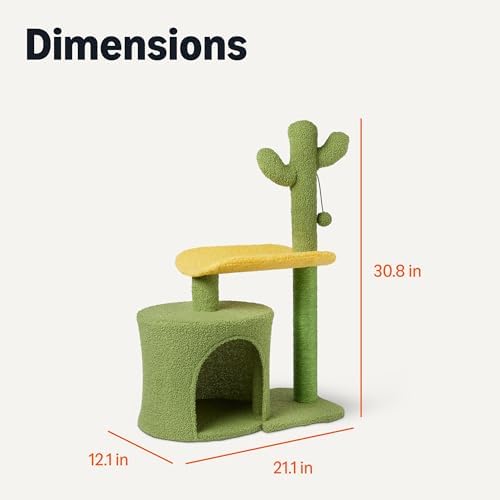 Amazon Basics Cactus Cat Tower for Indoor Cats, 4-in-1 Scratching Post