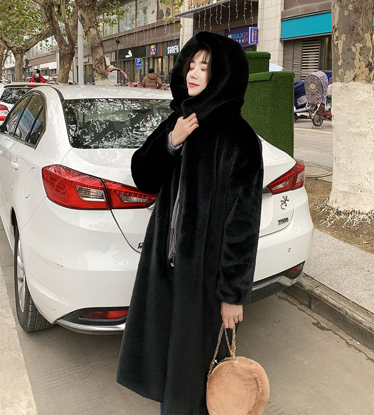 Faux fur mink women plush coat