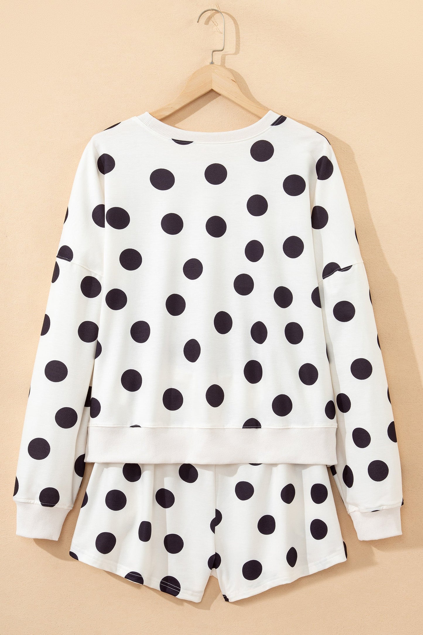 Polka Dot Pullover and Drawstring Shorts Set