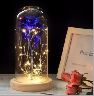 Enchanted Forever Rose Flower In Glass LED Light Christmas Decoration