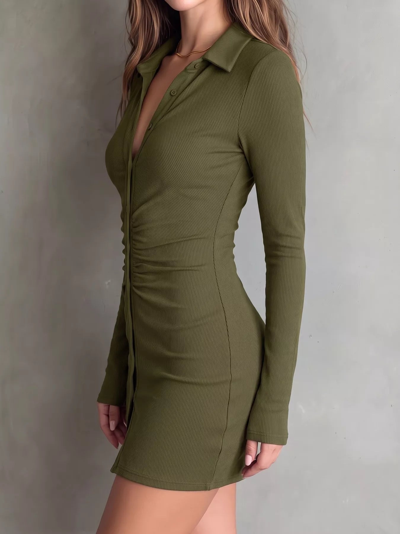 Button-Down Bodycon Mini Dress