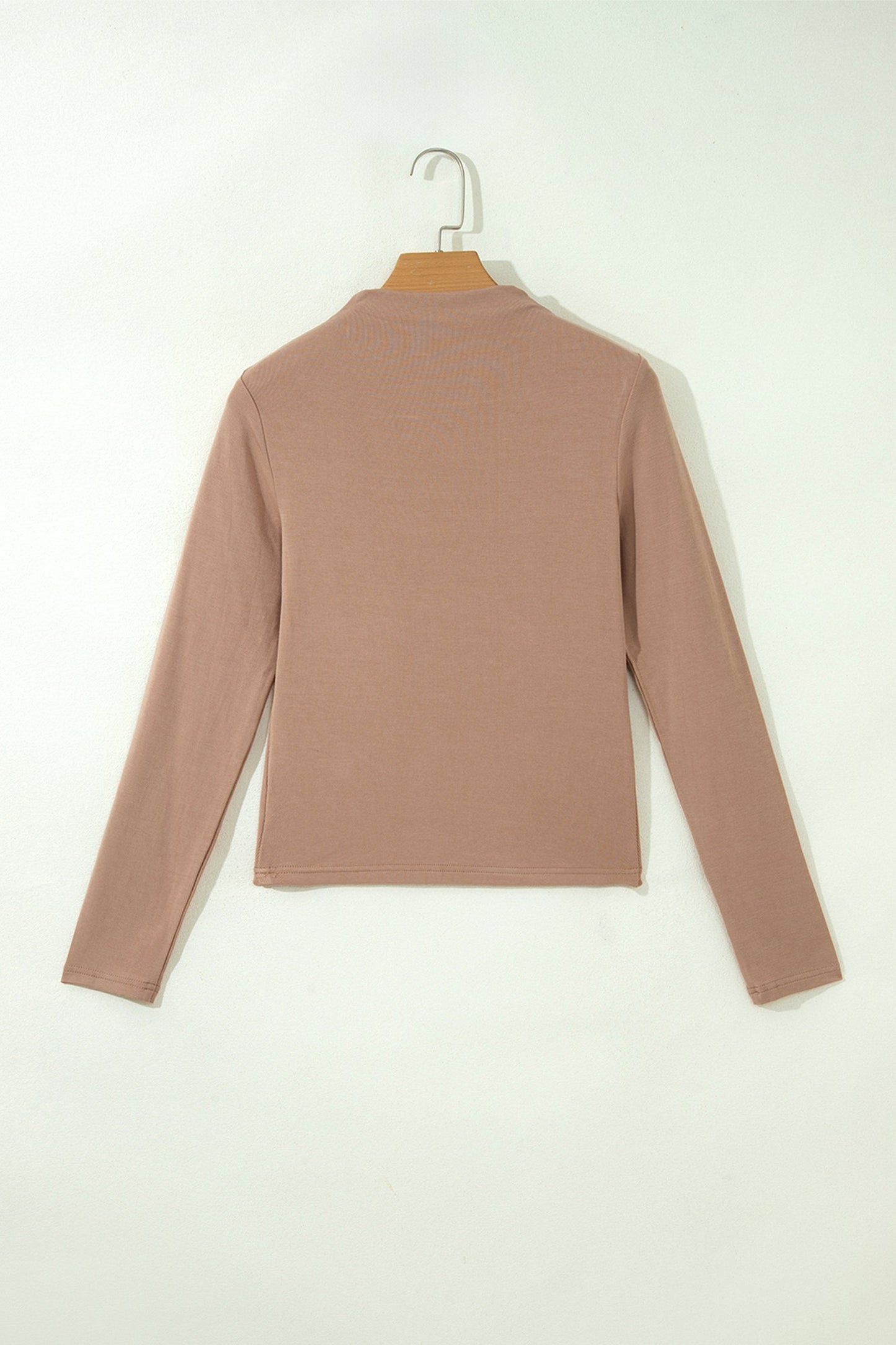 Solid Ribbed Knit Mock Neck Long Sleeve Top