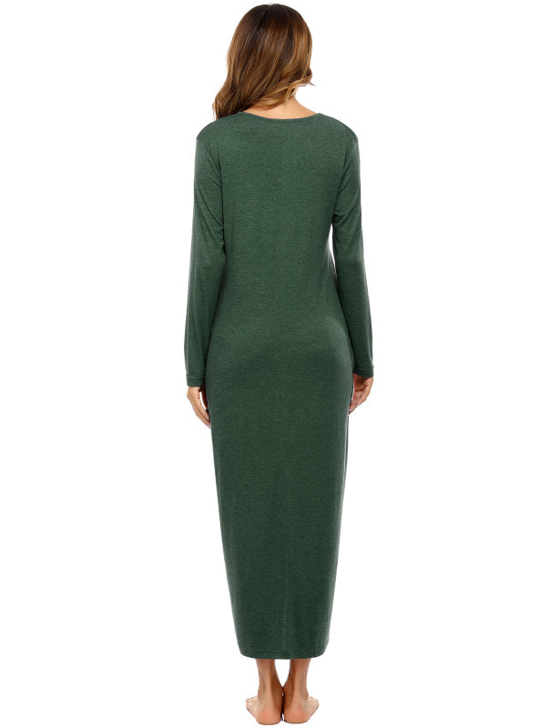 Ladies V-Neck Long Sleeve Nightdress