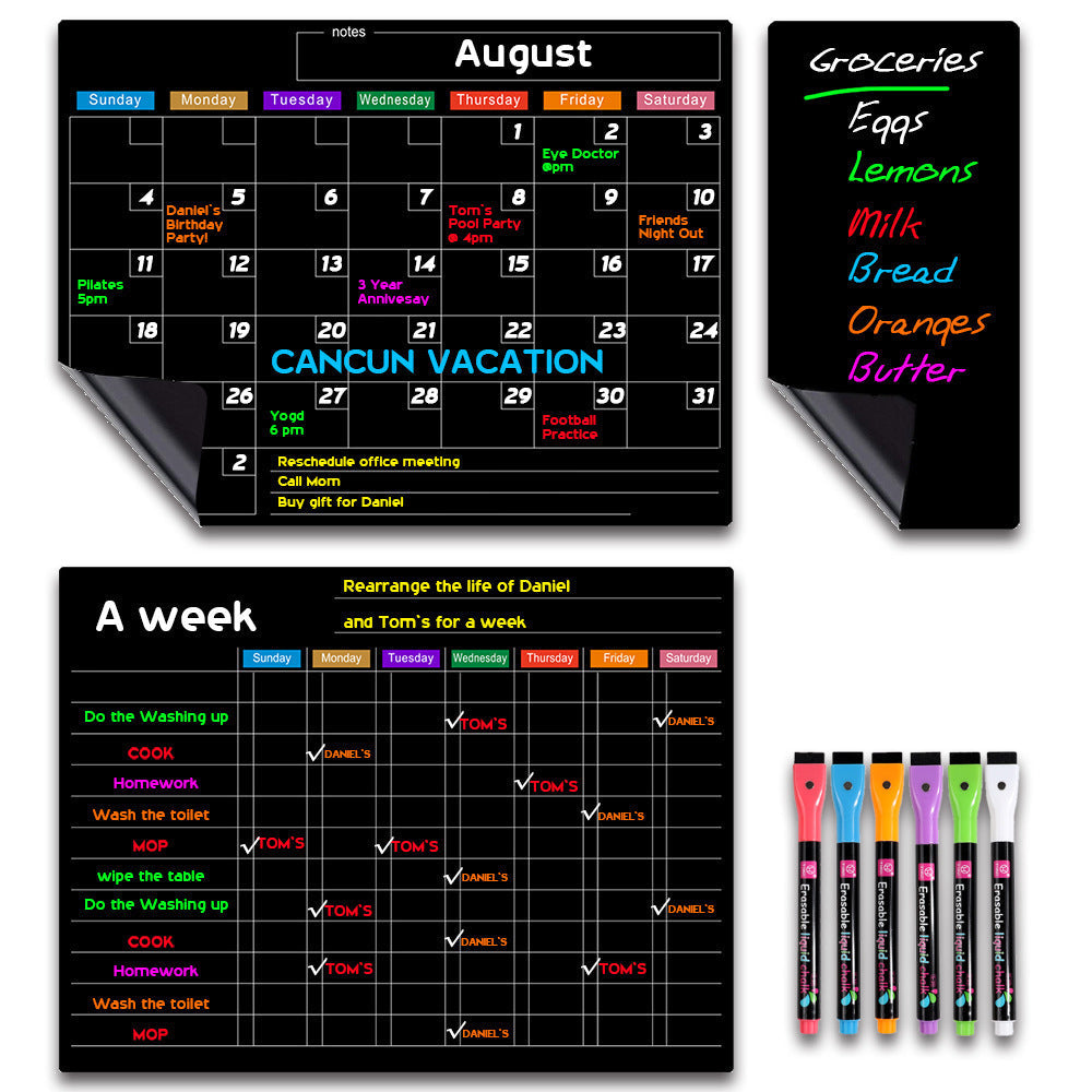 Calendar Magnetic White-board Wall Sticker Learning Schedule Refridgerator Magnets Message Board