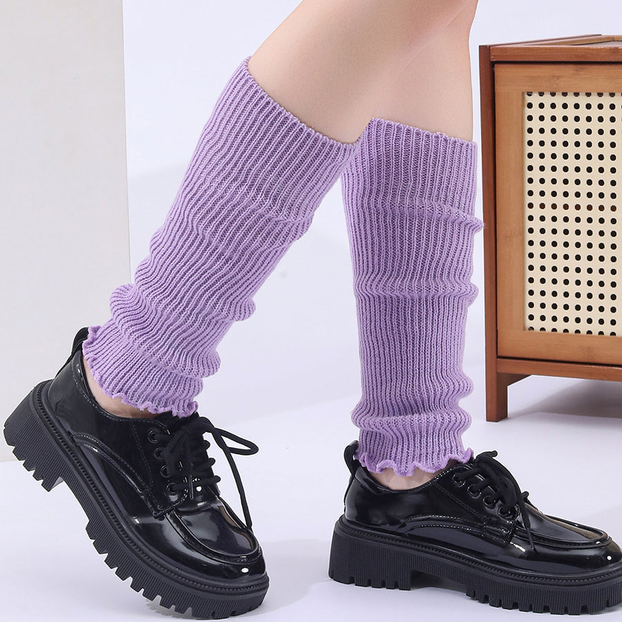 Winter Fashion Ribbed Knitted Hot Sale Harajuku Neon Long Socks Winter Boot Gaiters Clubwear Women Girls Japanese Lolita Leg Warmer