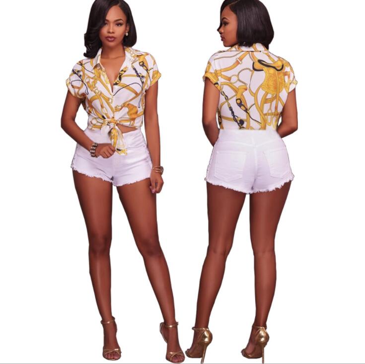 Chain print fashion female blouse shirt