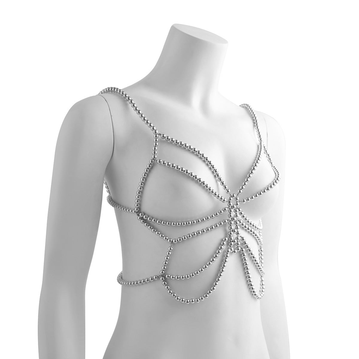 Minimalist party butterfly corset chain women's body chain imitation pearl tassel waist chain shoulder chain jewelry