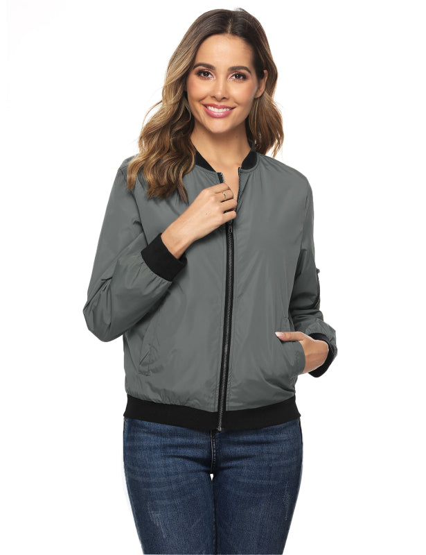Ladies Casual Fashion Zip Jacket Jacket