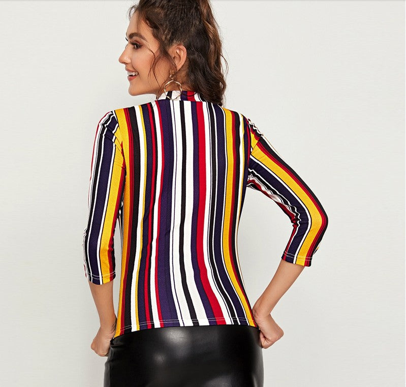 Colorful striped top blouse elegant