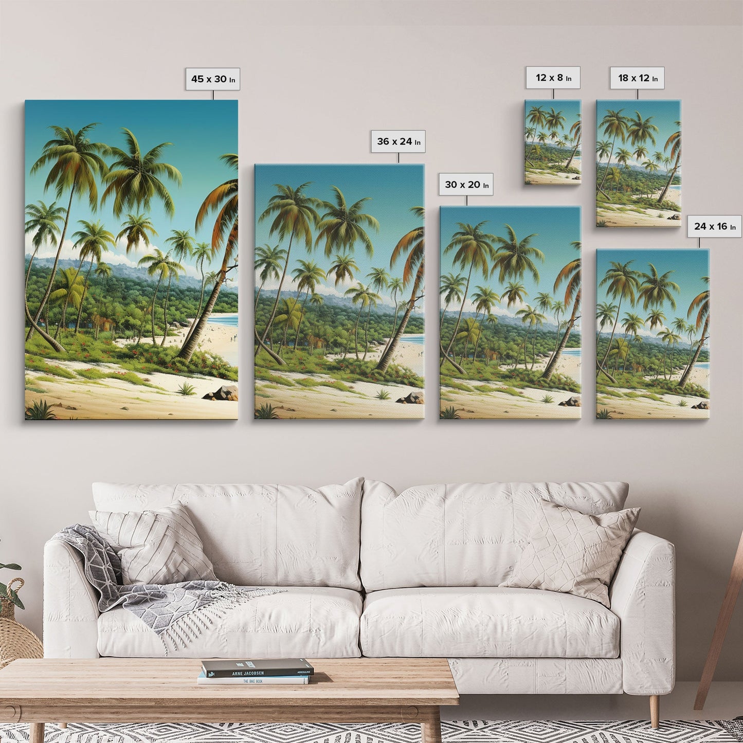 Tropical Art, Palm Tree Wall Art, Seascape Print, Beach Art, Canvas Print, Wall Art, 3 Piece Wall Art, Game Room Decor, Dorm Room Art