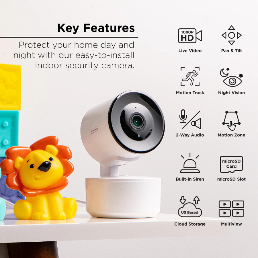 Merkury Smart Indoor Camera 1080p (MI-CW054-199W) White (NEW)