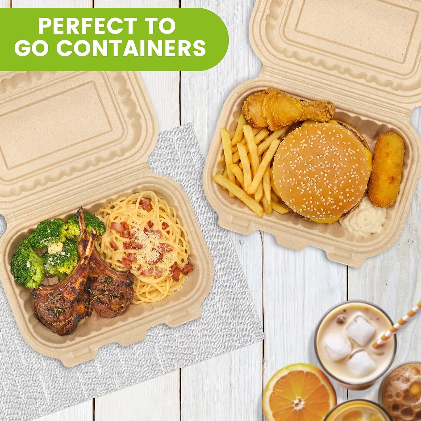 300 Pack 26OZ Cornstarch Clamshell Meal Prep Containers Wholesale