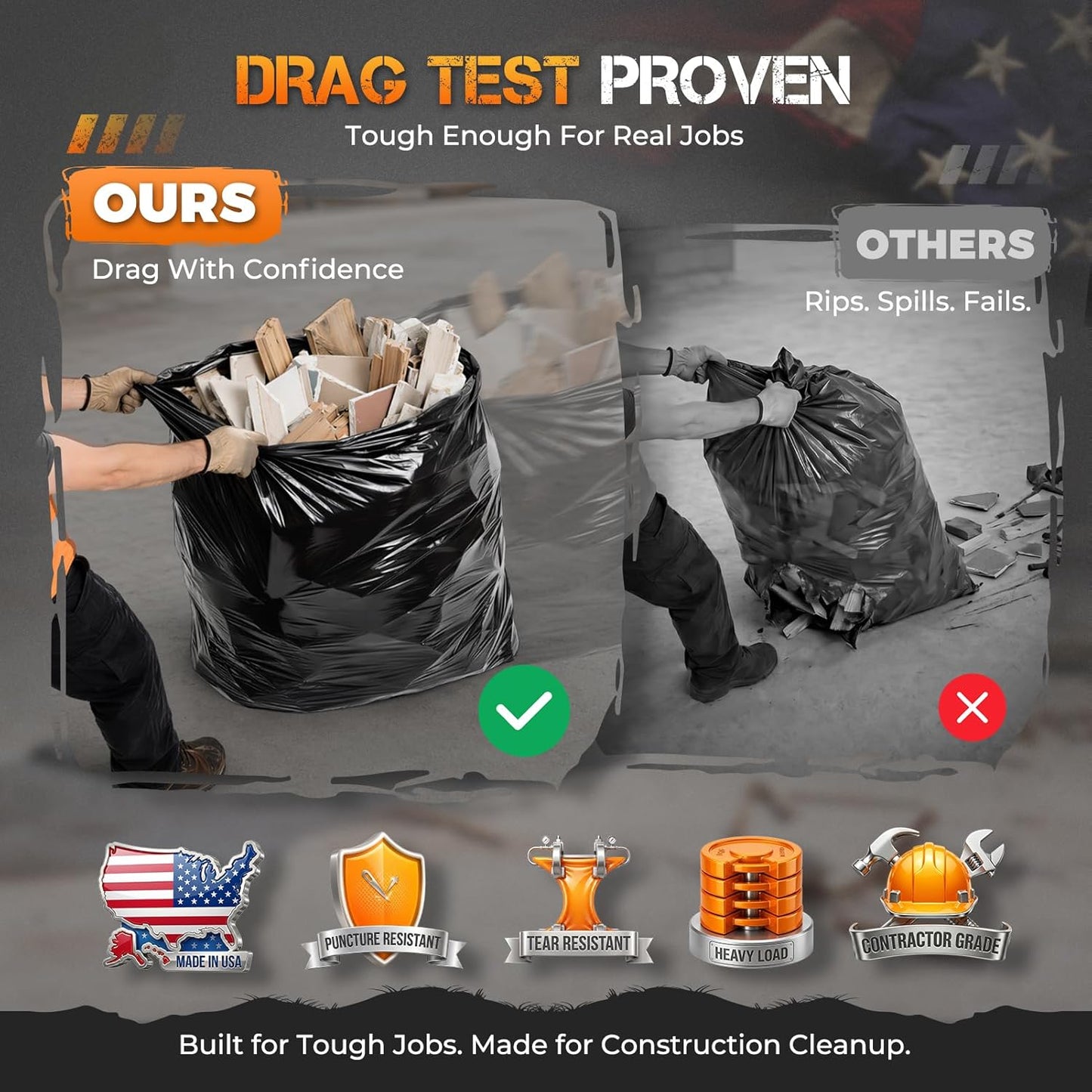 55-60 Gallon Trash Bags 2Mil 20 Count Wholesale