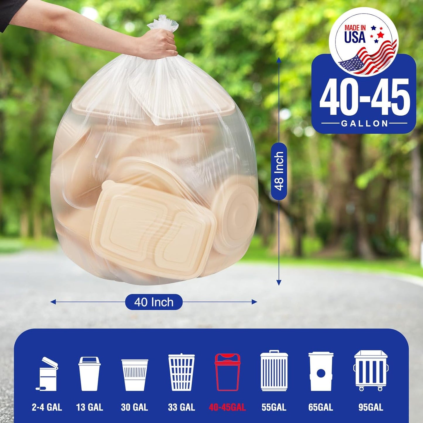 40-45 Gallon Trash Bags | 250 Count Wholesale