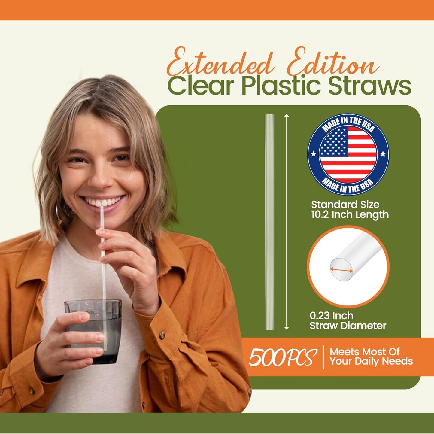 10.2"X0.23” dividually Wrapped Clear Plastic Straws | 3000 Pack Wholesale