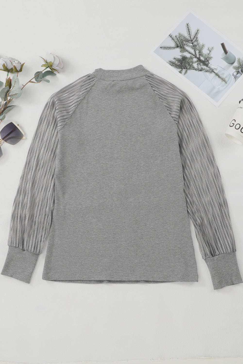 Elizabeth Crewneck Ribbed top Long Sleeve Top