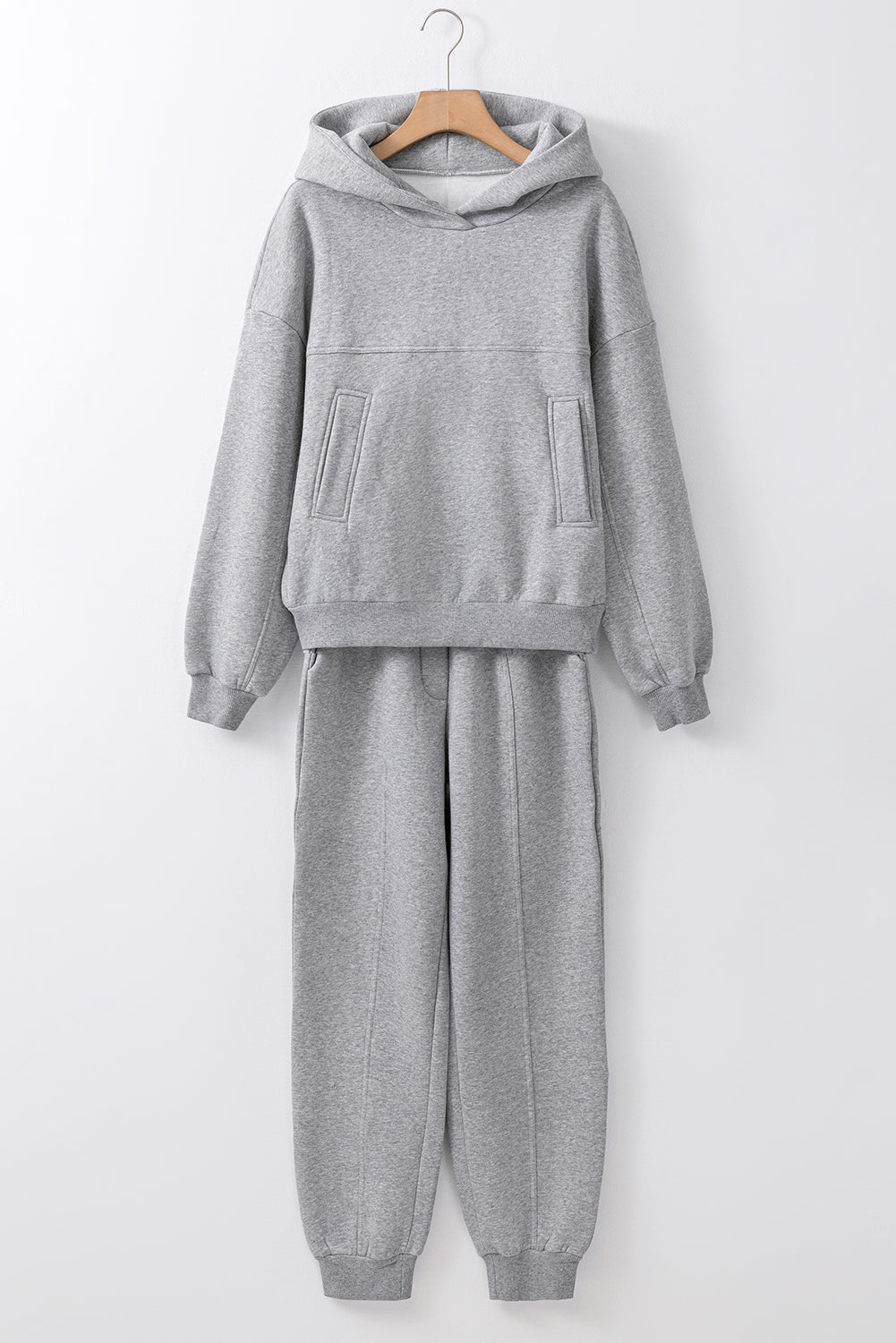 Solid Reverse Seams Hoodie and Joggers Set