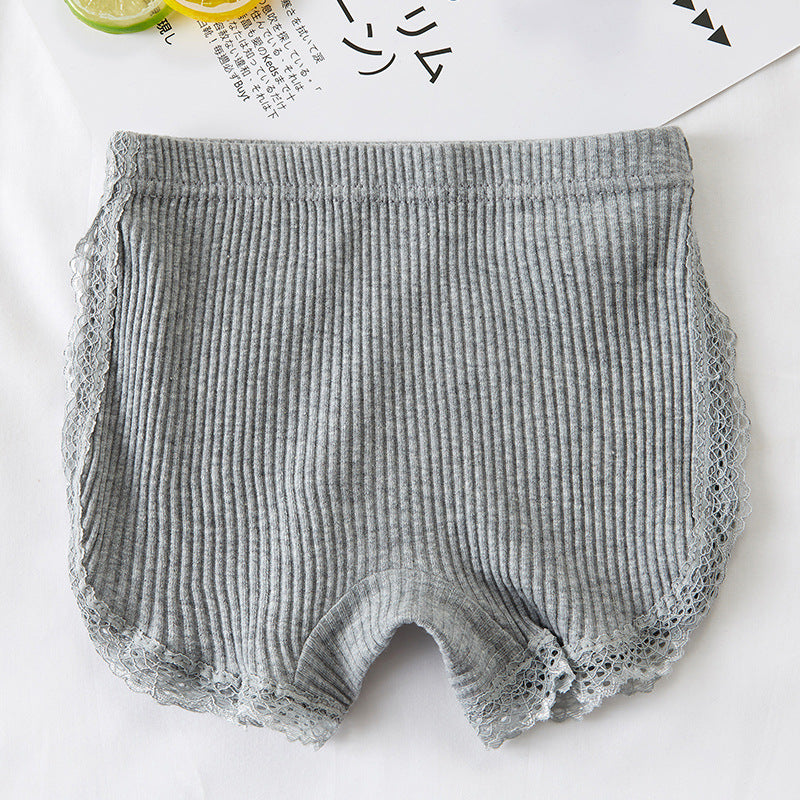 Anti-Exposure Crotch-Lined Pure Cotton Lace Summer Girls Safety Pants