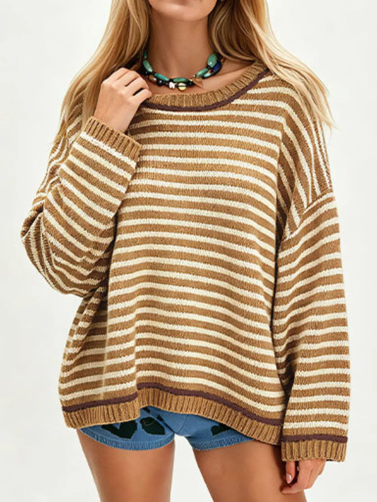 Oversized Striped Dropped Shoulder Sweater