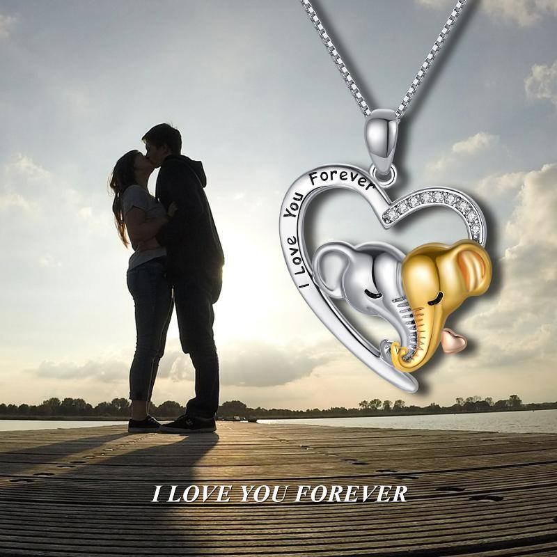 Elephant Necklace 925 Sterling Silver I Love You Forever Lucky Elephant Pendant Necklace Jewelry for Women