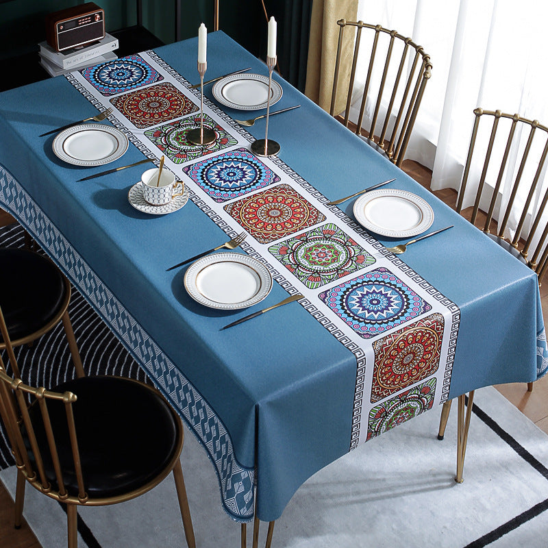 Printed Check Thickened Round Table Wash Free