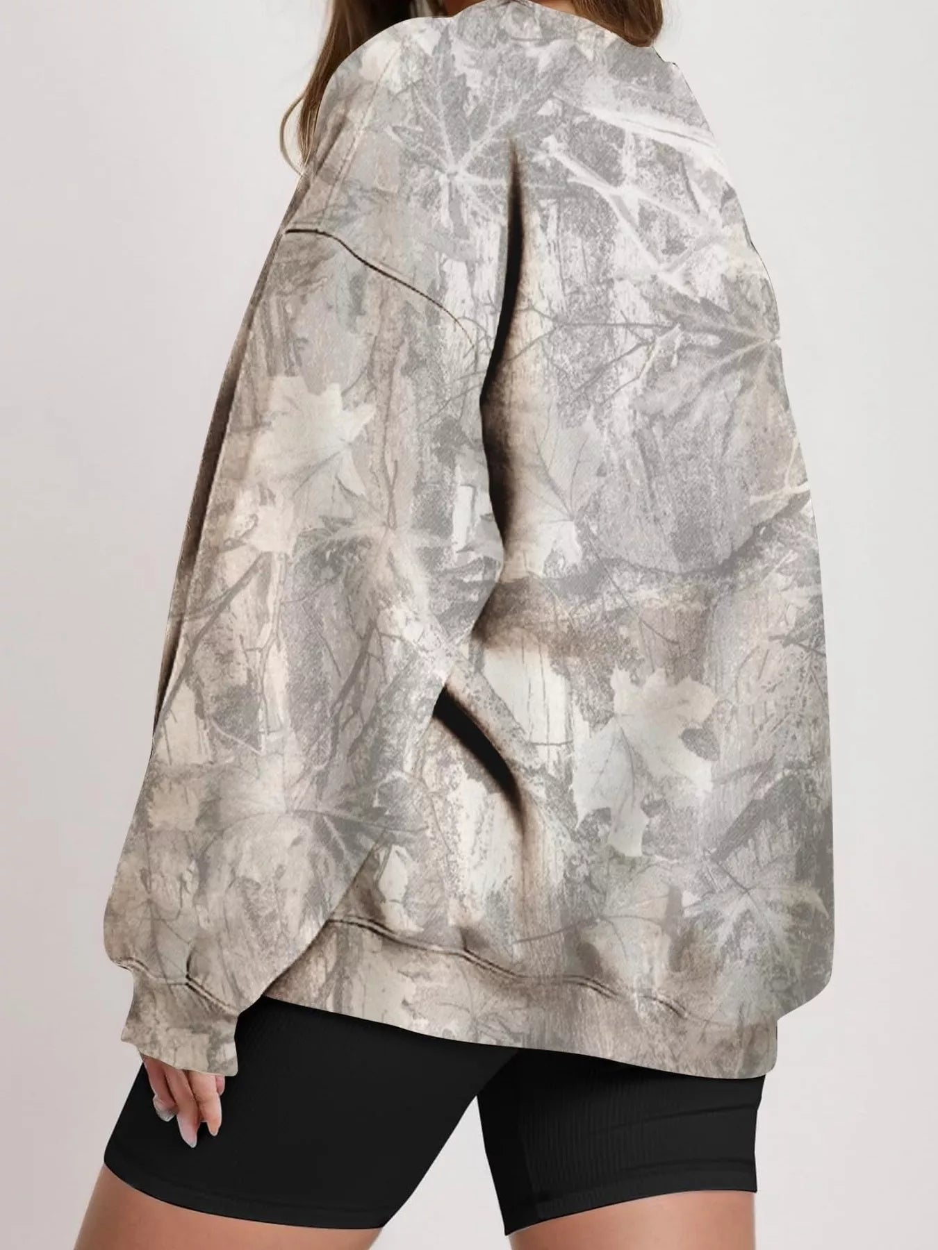 Oversized Printed Crew Neck Sweatshirt