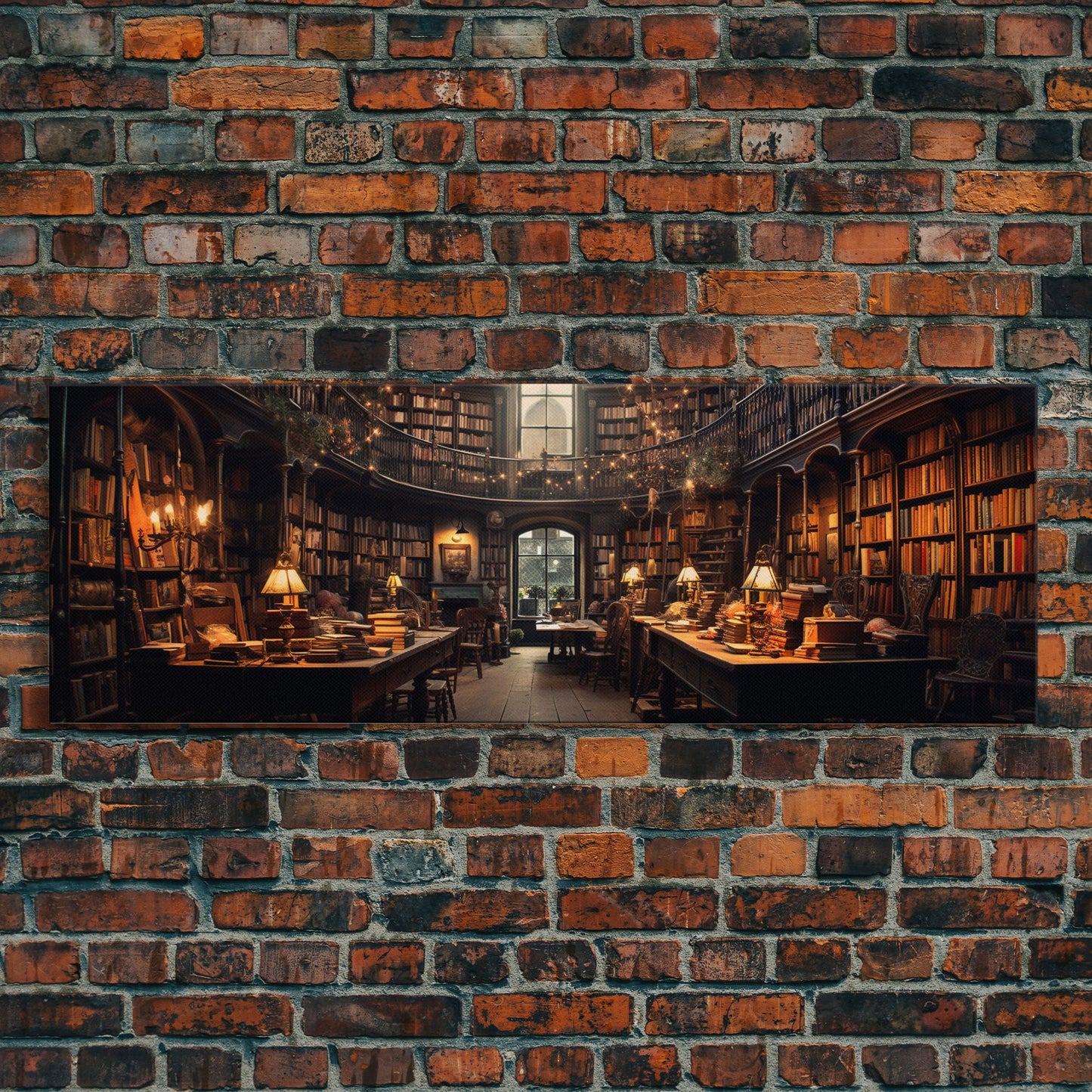 The Book Shop in Paris, Framed Canvas Print, Paris On A Snowy Night, Living Room Decor, Victorian Oil Painting