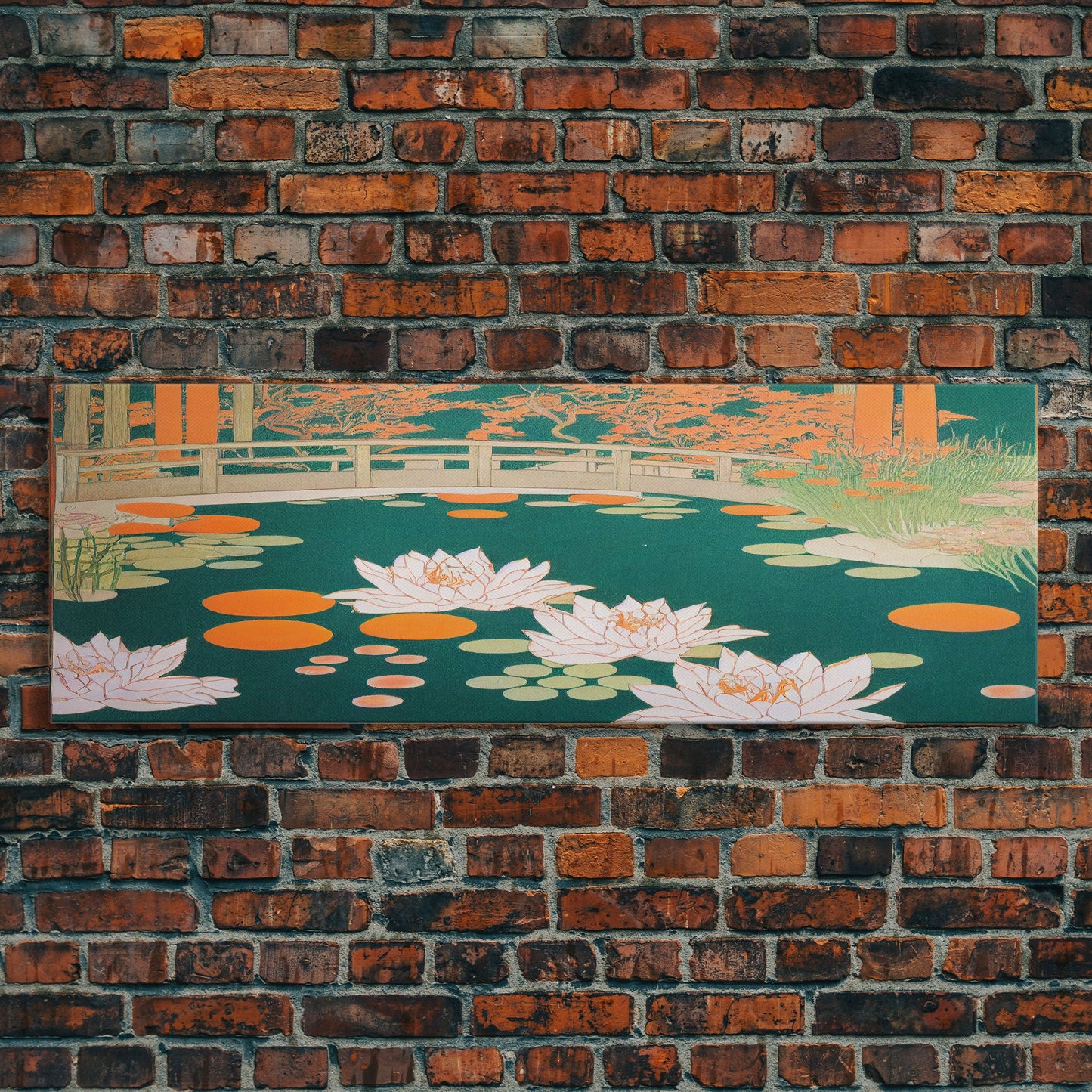 Japanese Style Zen Garden, Extra Large Wall Art, Framed Panoramic Canvas Print, Framed Wall Decor