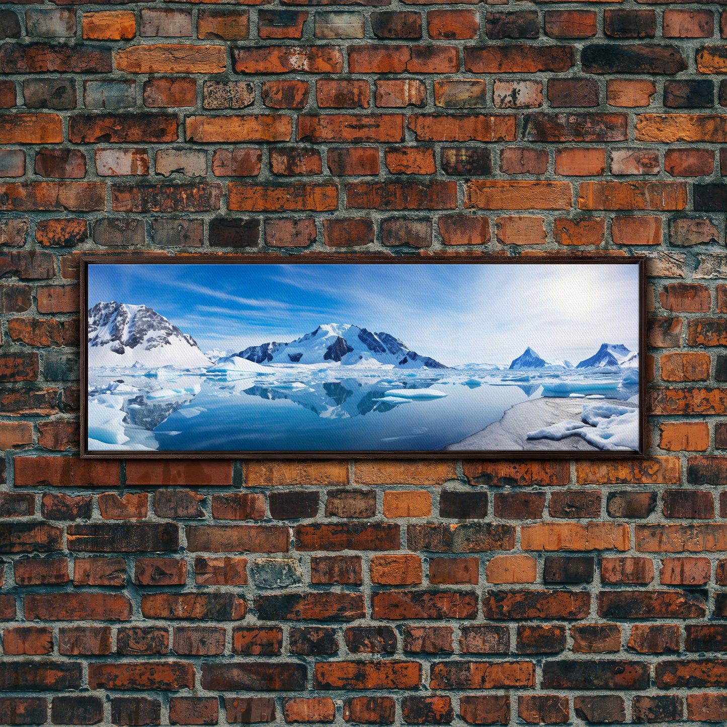 Beautiful Photographic Panoramic of Antarctica, Sunset Photography, Winter Decor, Christmas Deco, Framed Canvas Print, Landscape Photography