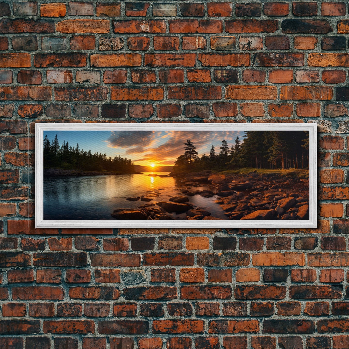 Photographic Panoramic of Acadia National Park, Sunset Photography, National Park Art, Framed Canvas Print, Landscape Photography