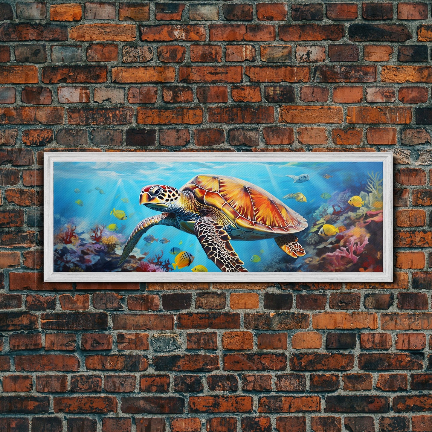Sea Turtle Framed Canvas Print, Beautiful Sea Turtle Wall Art, Sea Turtle Print, Nursery Decor, Nursery Wall Art