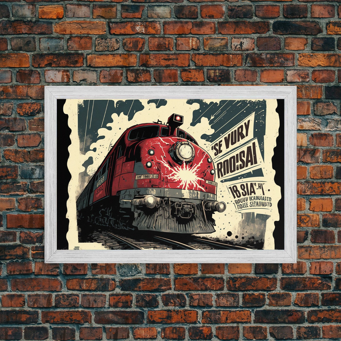 Fictional Soviet Propaganda Train Poster, Framed Canvas Print, Large Wall Art, USSR Art
