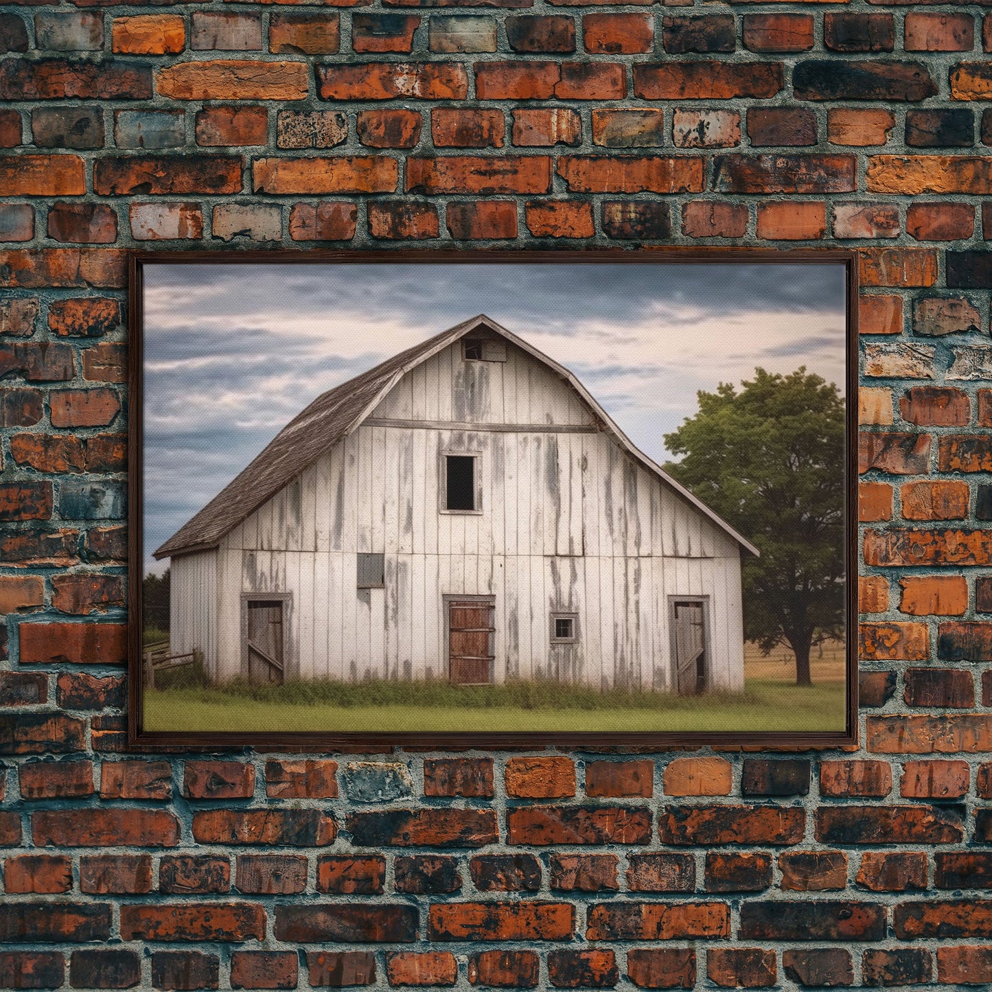 Rustic Farmhouse Wall Decor, White Barn Landscape Print, Farmhouse Living Room Decor, Farmhouse Kitchen Decor, Original Art, Old Barn Photo