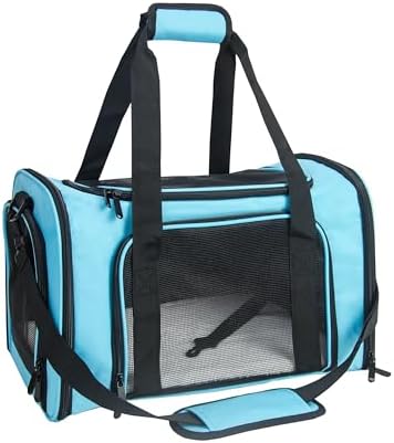 Soft Sided Carrier for Small Medium Cats Dogs, Removable Pad Collapsible Travel