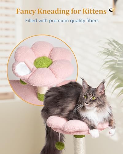Aechonow Flower Cat Tree for Indoor Cats, 41.2" Cute Cat Tree for Adult Cats